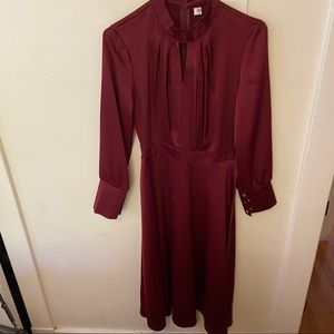 Red Silky Midi Dress